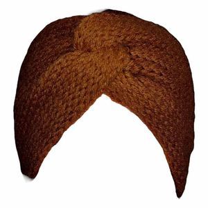 Handmade Crochet Bow Knot / Turban Style Headband Earmuffs, Camel Color, New